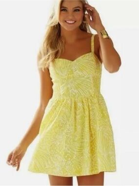 Lilly Pulitzer Yellow Printed Mini Sundress